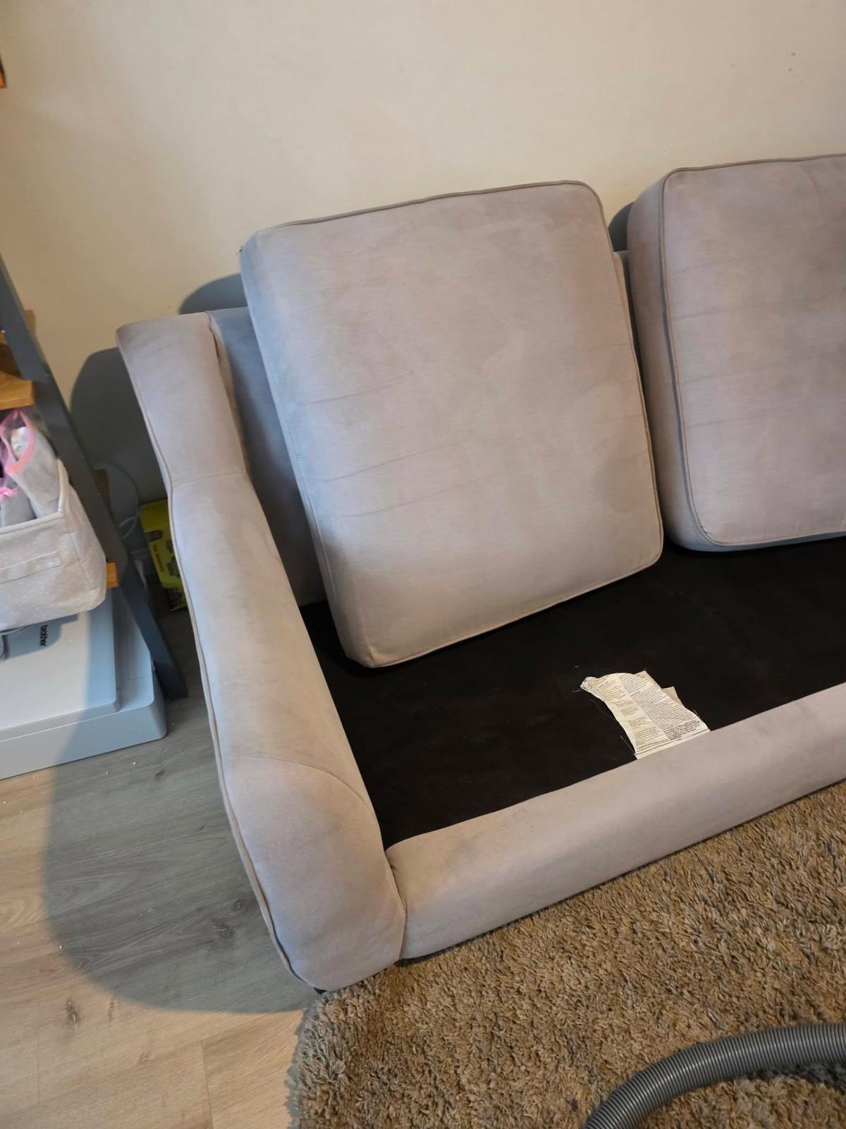 Sofa cushions freshly cleaned and restored to original fabric condition